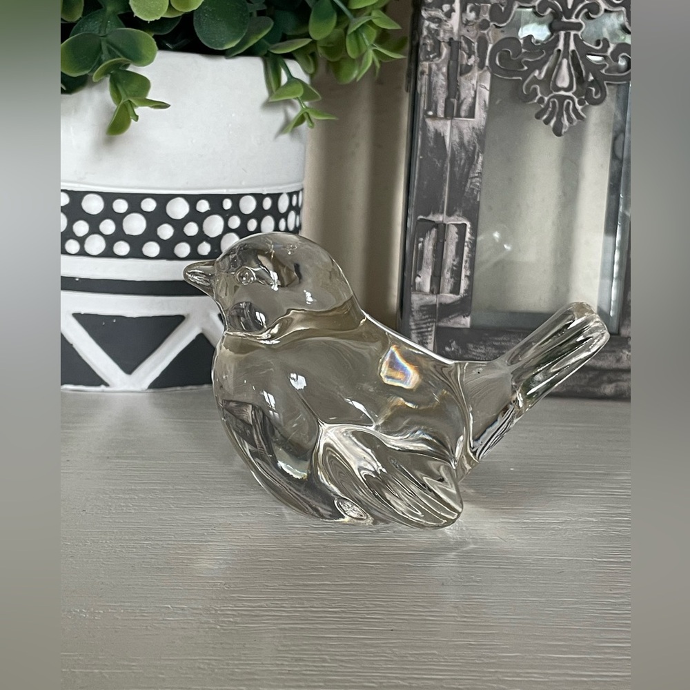 Vintage Clear Glass Fenton Bird Figure Long Tail 4.25”x2.5”x2.75”